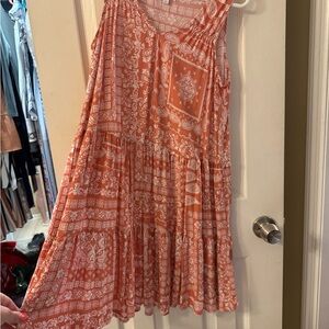 True Craft Pink Pleated Sundress V-Neck Mini